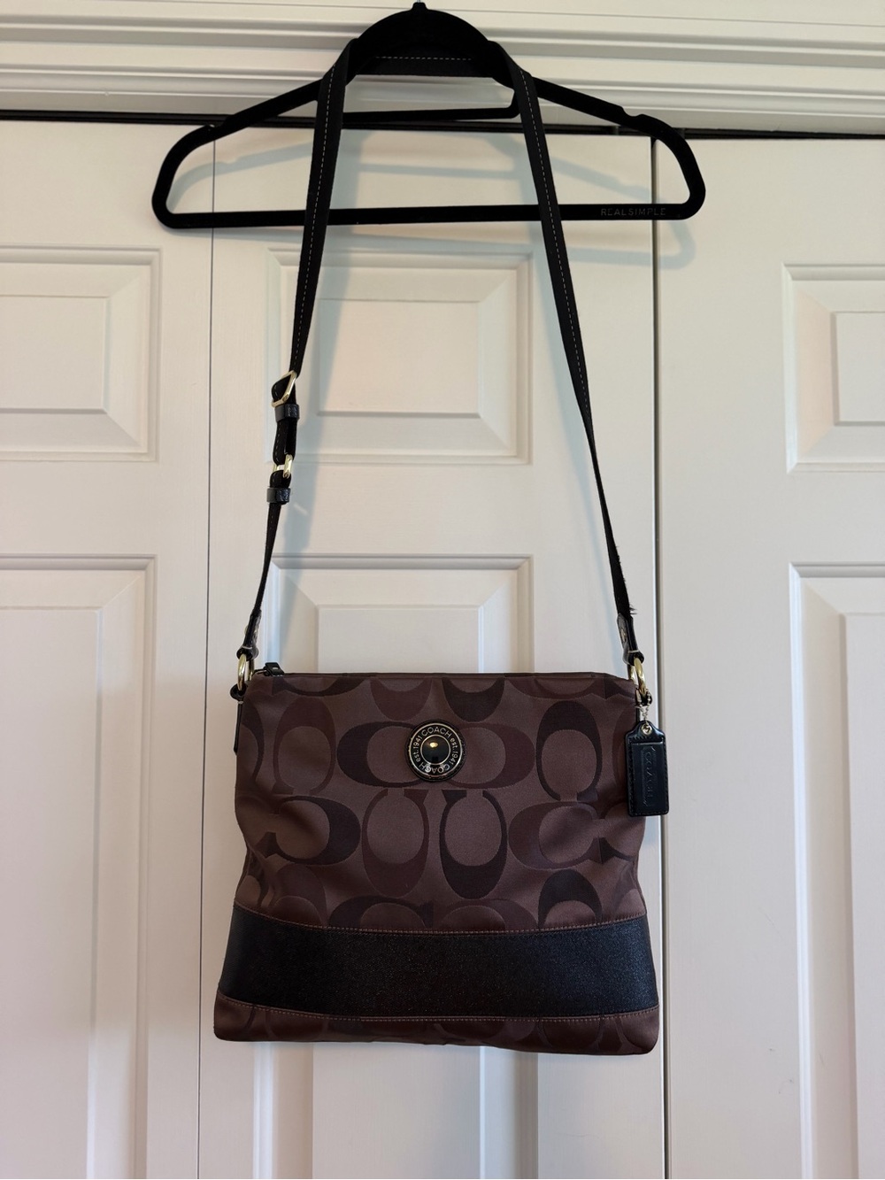Coach Signature Canvas Stripe Crossbody File Bag Purse F20061